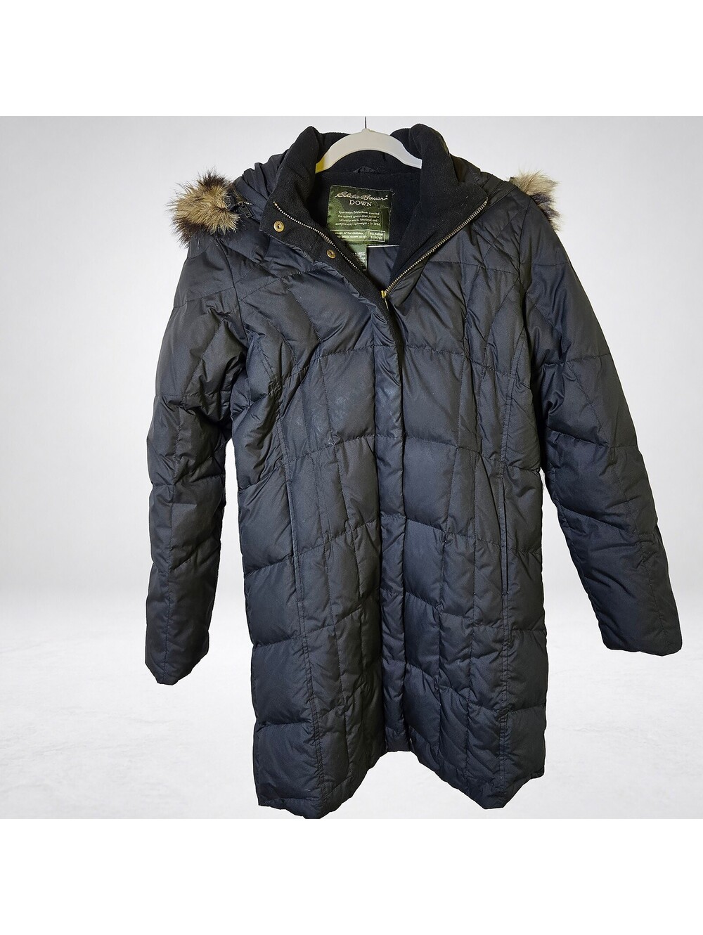 Eddie Bauer Down Coat Women's M Long Puffer Faux Fur Hood